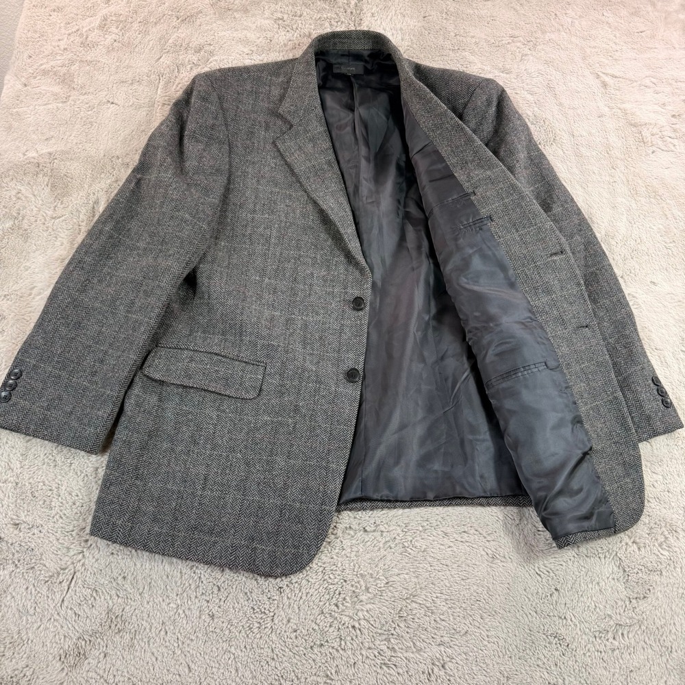 Brooks Hill Mens Gray Herringbone Tweed‎ Blazer Jacket Size 44R